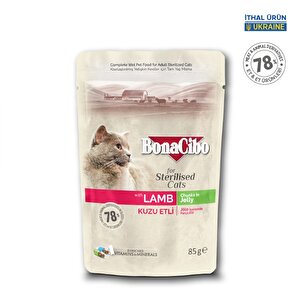 Bonacibo Jöleli Kuzu Etli Pouch Kısırlaştırılmış Yetişkin Kedi Yaş Maması Kısırlaştırılmış Kediler Için Tam Yaş Mama