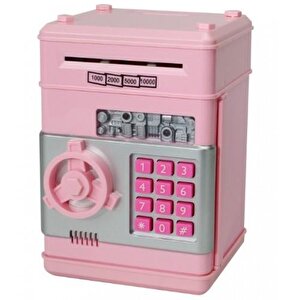 Elektronik Şifreli Kasa Otomatik Kağıt Para Alan Atm Kumbara Pembe