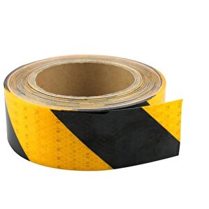 5 Cm X 5 Metre Yansıtıcı Siyah Sarı Uyarı Bandı
