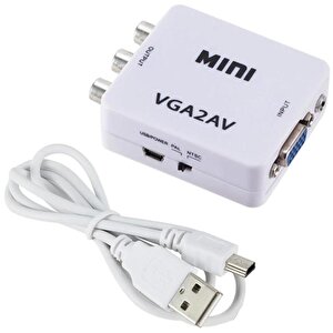 5004 Vga To Av 3rca Video 1080p Çevirici Dönüştürücü Adaptör 3.5mm Destekli