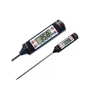 Dijital Termometre Mutfak Gıda Yiyecek Termometre Pil Dahil Siyah
