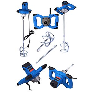 Alman 3000 W 6 Kademe Devir Ayarlı Elektirikli Alçı Boya Ve Harç Karıştırıcı Mikser Mavi