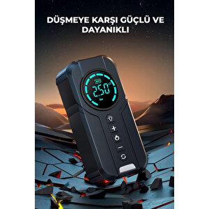 Şarjlı Akü Ateşleyici 4ü Bir Arada Lastik Şişirici Powerbank Led Işık