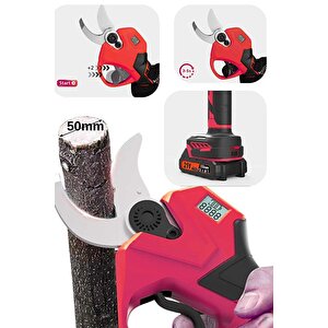 K-52 Mm Dijital Kömürsüz Akülü Bağ Dal Ağaç Kesme Biçme Budama Şarjlı Makası Makas Makinesi