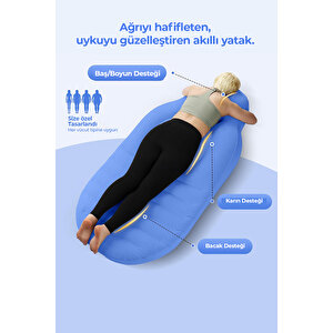 Robo Şişme Hamile Yatağı Elektrikli Şişirme Pompası Hediyeli Mavi