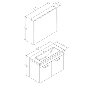 Orka Bafa 80 Cm Banyo Dolabı Takım Beyaz