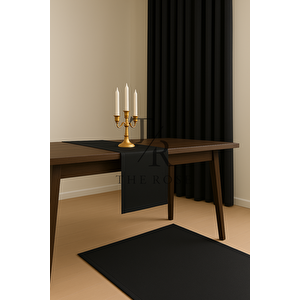 Saten Dokulu Siyah Runner , Masa Örtüsü, Amerikan Servis, 40x140 Cm