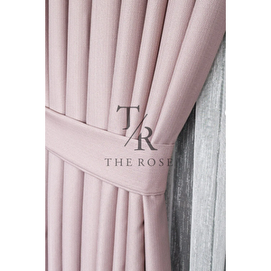 Keten Fon Perde, Pudra, Pano Fon, Sık Pile, Kuşaklı, Düz Renk, Tek Kanat 100x250 cm