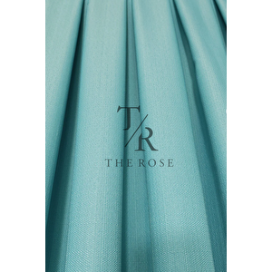 Keten Fon Perde, Turkuaz, Pano Fon, Sık Pile, Kuşaklı, Düz Renk, Tek Kanat