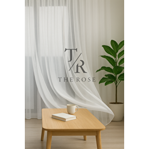 Düz Tül Perde, Sık Pile, Düz, Sade, Tül Perde, Kornişli, Modern, Kırışmaz, Ütü İstemez 220x180 cm