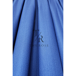 Keten Fon Perde, Lacivert, Pano Fon, Sık Pile, Kuşaklı, Düz Renk, Tek Kanat