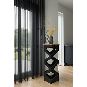 Siyah Grek Düz Tül Perde, Sık Pile, Düz, Sade, Tül Perde, Kornişli, Modern, Siyah 200x210 cm