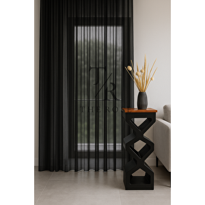 Siyah Grek Düz Tül Perde, Sık Pile, Düz, Sade, Tül Perde, Kornişli, Modern, Siyah 150x190 cm