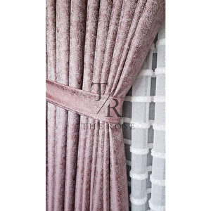 Lyra Fon Perde Pudra, Tek Kanat, Pileli, Yeni Sezon, Kırışmaz, Kuşak Hediyeli 90x270 cm