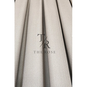 Keten Fon Perde, Bej, Pano Fon, Sık Pile, Kuşaklı, Düz Renk, Tek Kanat