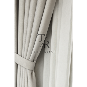 Keten Fon Perde, Açık Gri, Pano Fon, Sık Pile, Kuşaklı, Düz Renk, Tek Kanat 90x230 cm