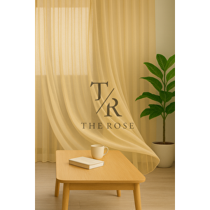 Krem Düz Tül Perde, Sık Pile, Düz, Sade, Tül Perde, Kornişli, Kırışmaz, Ütü İstemez 320x240 cm