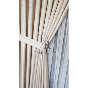 Lyra Fon Perde Bej, Tek Kanat, Pileli, Yeni Sezon, Kırışmaz, Kuşak Hediyeli 70x275 cm