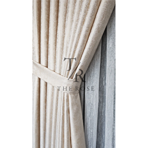 Lyra Fon Perde Bej, Tek Kanat, Pileli, Yeni Sezon, Kırışmaz, Kuşak Hediyeli 150x240 cm