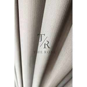 Keten Fon Perde, Bej, Pano Fon, Sık Pile, Kuşaklı, Düz Renk, Tek Kanat 150x270 cm