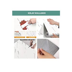 60cmx300cm Tek Parça Yapışkanlı Rulo Mermer Desenli Duvar Paneli Kağıdı Silinebilir Cf-1060-alya