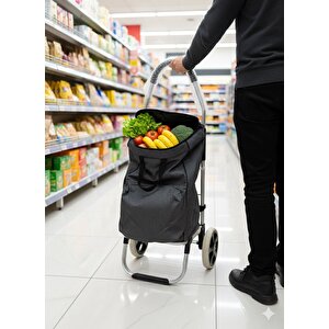 Buzluklu Termal Pazar Arabası – Katlanabilir Alüminyum Şase, Büyük Hacim, Sessiz Tekerlek