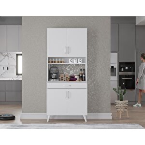 Loysen Kahve Köşesi Çok Amaçlı Dolap Kiler Mutfak Dolabı Beyaz - Montaj Dahil