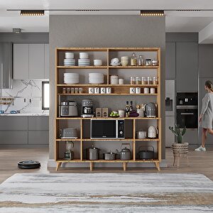 Nora Kahve Köşesi Çok Amaçlı Dolap Kiler Mutfak Dolabı Çam 160cm - Montaj Dahil