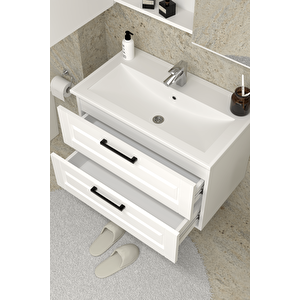 Savora 80 Cm Mdf Gövde Membran Kapak Banyo Dolabı Seti 1000 Beyaz