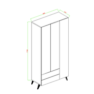 Mavera 3  Kapaklı 2 Çekmeceli Gardrop, Beyaz, 90 Cm