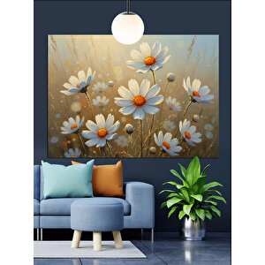 Papatya Tarlası Dekoratif Kanvas - Mdf Ahşap Tablo 70x100 cm