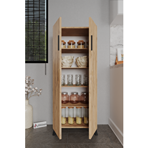 Kayra 2 Kapaklı 5 Raflı Boy Dolabı Çok Amaçlı Dolap Kiler Dolabı Mutfak Dolabı, Atlantik Çam Atlantik Çam