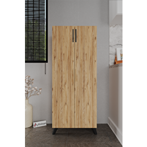 Kayra 2 Kapaklı 5 Raflı Boy Dolabı Çok Amaçlı Dolap Kiler Dolabı Mutfak Dolabı, Atlantik Çam Atlantik Çam