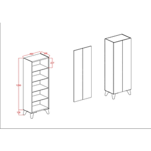 Kayra 2 Kapaklı 5 Raflı Boy Dolabı Çok Amaçlı Dolap Kiler Dolabı Mutfak Dolabı, Atlantik Çam