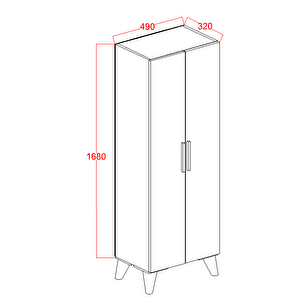 Aras 2 Kapaklı 8 Raflı Boy Dolabı Çok Amaçlı Dolap Kiler Dolabı Mutfak Dolabı Beyaz