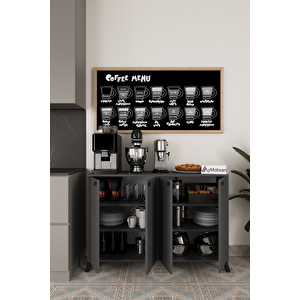 Vista Kahve Köşesi 4 Kapaklı Çok Amaçlı Dolap Kiler Mutfak Dolabı Antrasit Antrasit