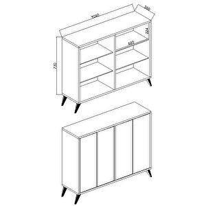 Vista Kahve Köşesi 4 Kapaklı Çok Amaçlı Dolap Kiler Mutfak Dolabı Atlantik Çam