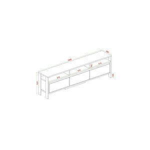 Atlas 3 Kapaklı Tv Ünitesi 160 Cm Traverten