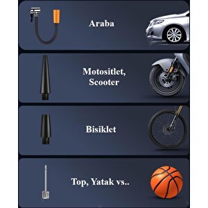 Valkyrie 150psi Taşınabilir Hava Kompresörü Pompası Powerbank Fener Oto Motosiklet Araba Bisiklet Top Lastik Şişirme