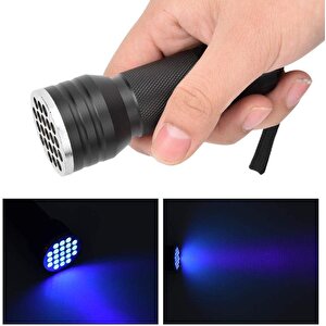 21 Led 395nm Güneş Işığı Eltraviyole Uv El Feneri - Siyah Fener - Evcil Hayvan Otel Ev Temizlik Para Taş Mücevherat