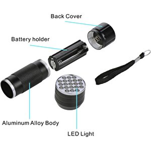 Valkyrie 21 Led 395nm Güneş Işığı Eltraviyole Uv El Feneri - Siyah Fener - Evcil Hayvan Otel Ev Temizlik Para Taş Mücevherat