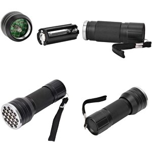 Valkyrie 21 Led 395nm Güneş Işığı Eltraviyole Uv El Feneri - Siyah Fener - Evcil Hayvan Otel Ev Temizlik Para Taş Mücevherat