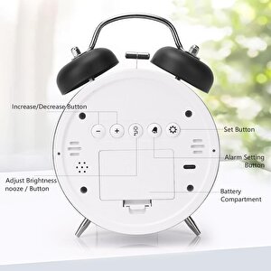 Valkyrie Led Ekranlı Analog Alarmlı Masa Saati Çalar Saat Pil Dereceli Çift Alarmlı Dijital Saat Siyah