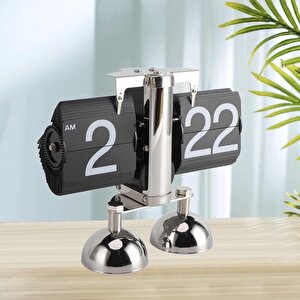 Valkyrie Retro Metanik Yaprak Saat Ev Ofis Masa Saati Paslanmaz Çelik Çift Bacak Siyah