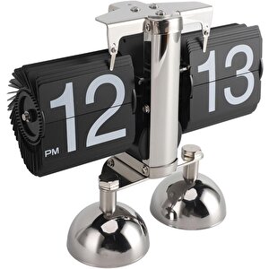 Valkyrie Retro Metanik Yaprak Saat Ev Ofis Masa Saati Paslanmaz Çelik Çift Bacak Siyah