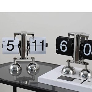 Valkyrie Retro Metanik Yaprak Saat Ev Ofis Masa Saati Paslanmaz Çelik Çift Bacak Siyah