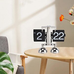 Valkyrie Retro Metanik Yaprak Saat Ev Ofis Masa Saati Paslanmaz Çelik Çift Bacak Siyah