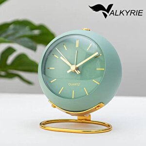 Akar Saniyeli Işıklı Metal Gold Dijital Masa Saati Alarmlı Yeşil