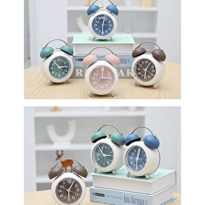 Valkyrie Akar Saniyeli Analog Yüksek Sesli Şirin Masa Saati Alarmlı Işıklı Dakik Çift Çanlı Yeşil