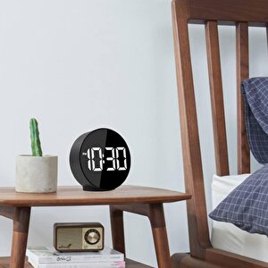 Valkyrie Çift Alarmlı Led Touch Snooze Şık Tasarım Masa Saati Siyah